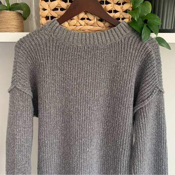 • [SO] Grey Scoop Neck Sweater • - Picture 7 of 12